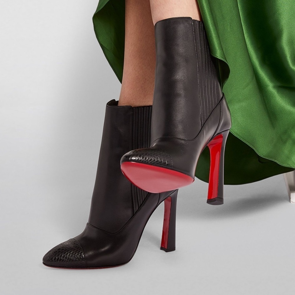 Christian Louboutin Me In The 90's 100 Black Leather Calf High Heels Boots